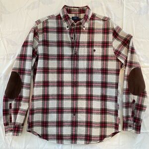 J. Crew Red, Brown + White Plaid Shirt